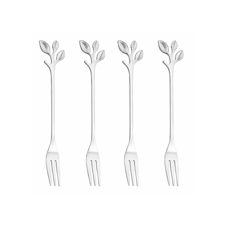 CONJUNTO_4PCS_GARFO_ACO_INOX_APERITIVOS_LEAVES_PRATA_WOLFF -2-